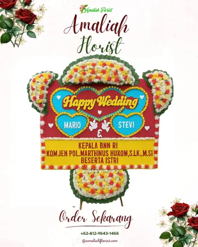 Karangan Papan Bunga Pernikahan di Buara